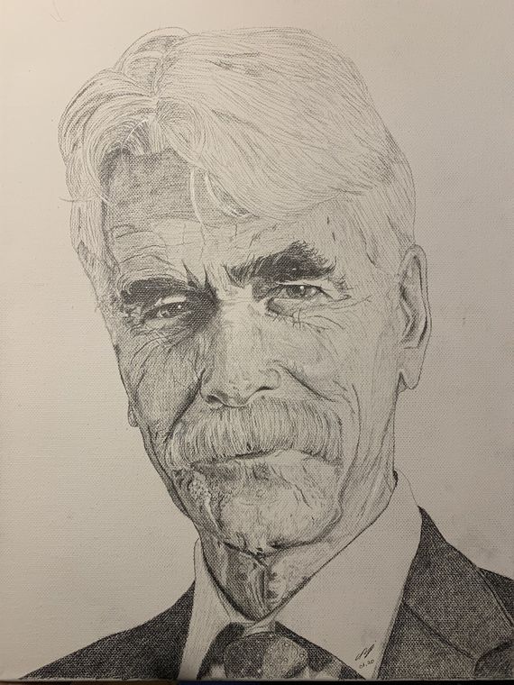 Sam Elliott, Portrait au crayon