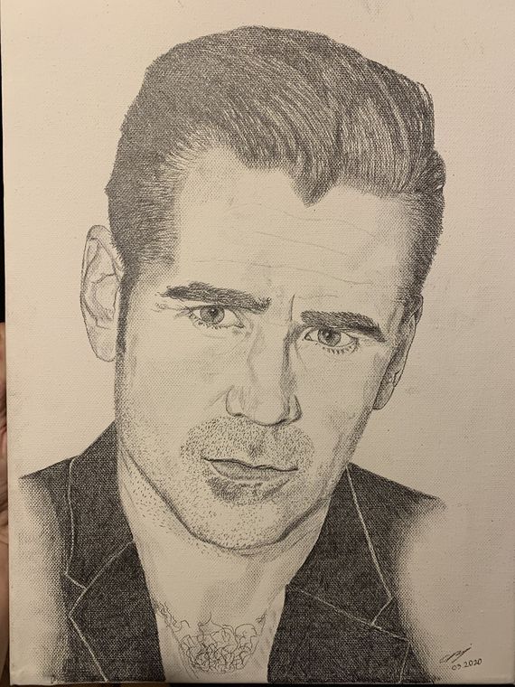 Colin Farrell, Portrait au crayon